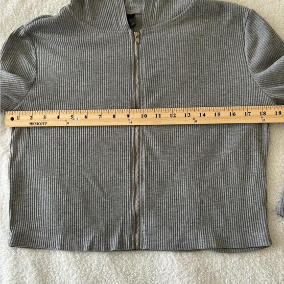 Shein Color Gray Cropped Zip Up Hooded Women’s Jacket Size Medium - Picture 9 of 13